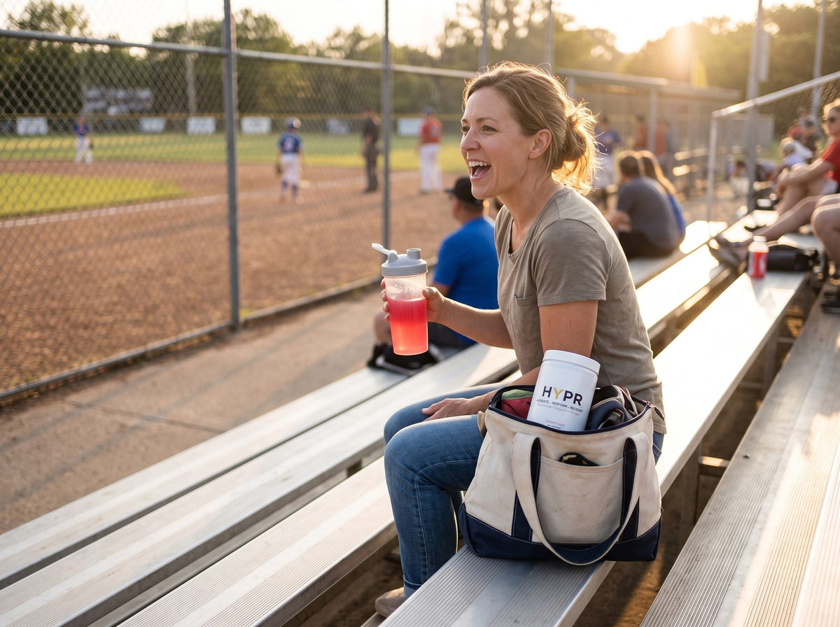 Mom with HYPR in the bleachers